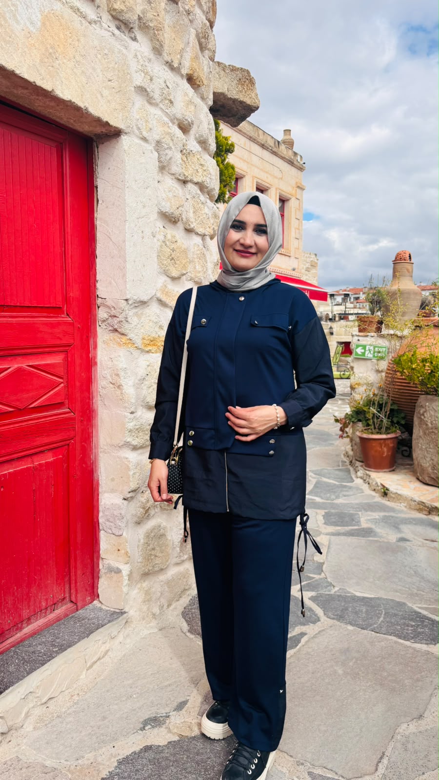 Lacivert Paraşüt Detaylı Kapüşonlu Takım