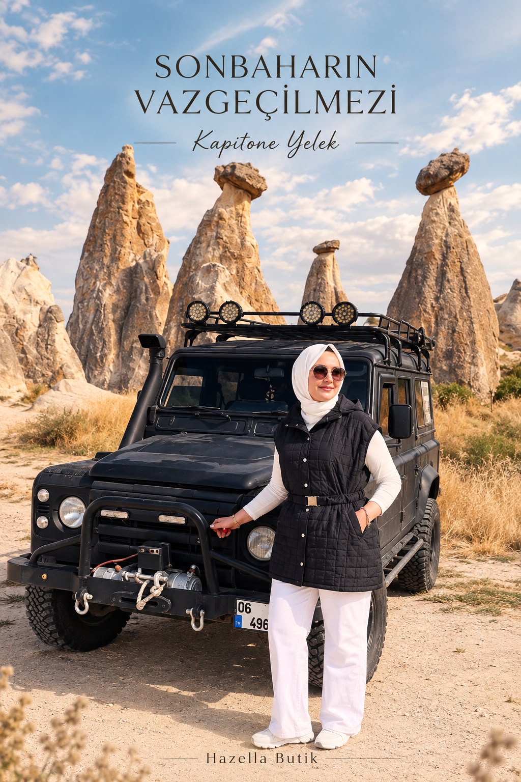 Belden Kemerli, Kullanışlı Cepli Kapitone Siyah Yelek
